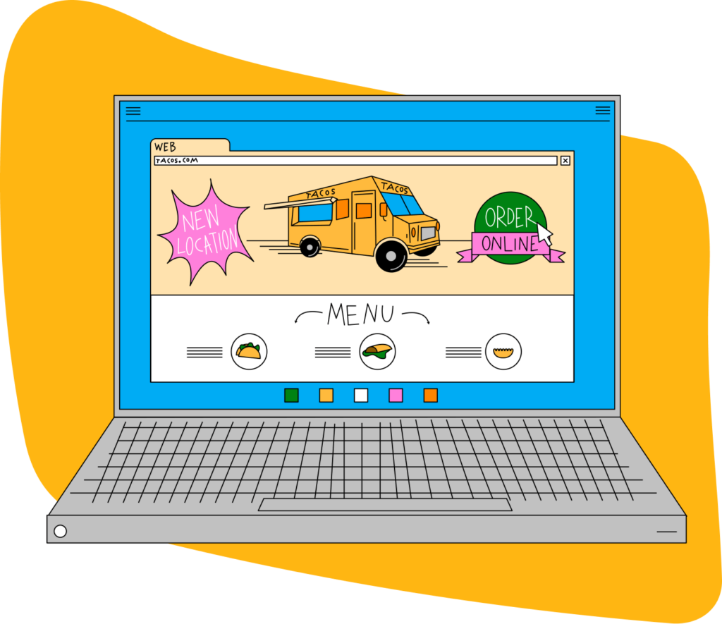 digital illustration of laptop with online ordering site open