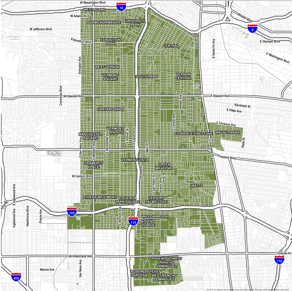 Map of South Los AngelesLink to interactive map:https://www.deletethedivide.org/south-los-angeles-project-area/