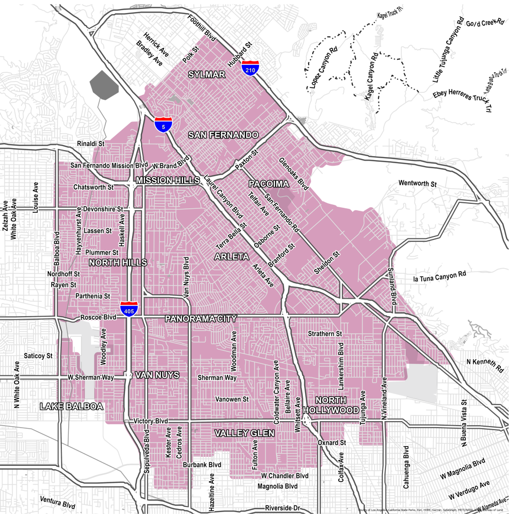 Map of San Fernando Valley

Link to interactive map:
https://www.deletethedivide.org/san-fernando-valley-project-area/