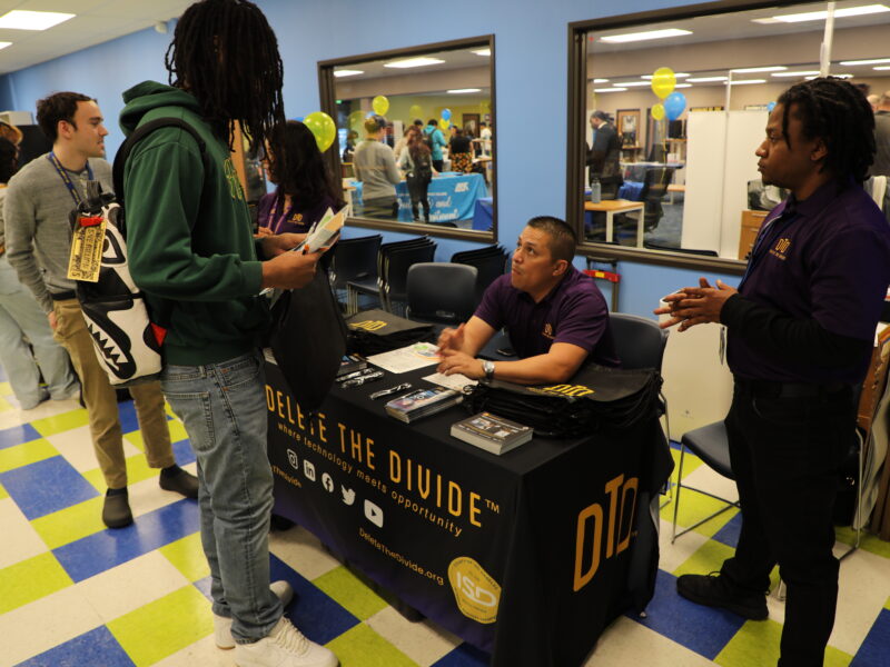 DTD staff gives information at options for youth college and career fair