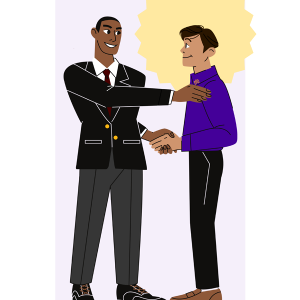 intern shaking hand with someone