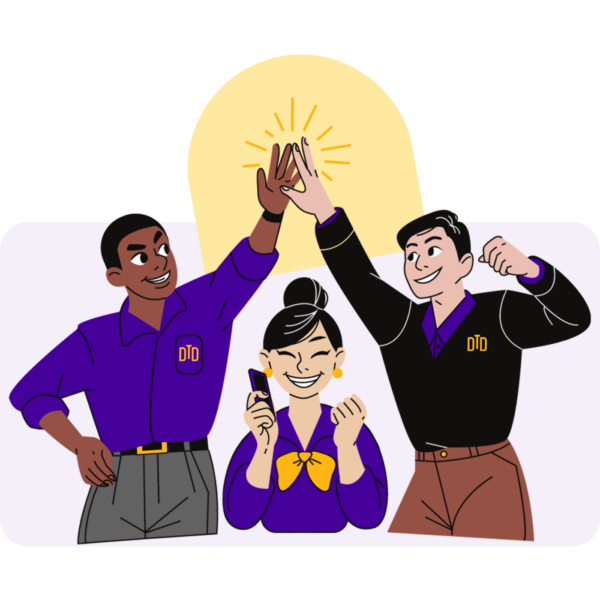 interns high fiving each other