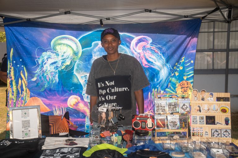 Vendor posing for photo
