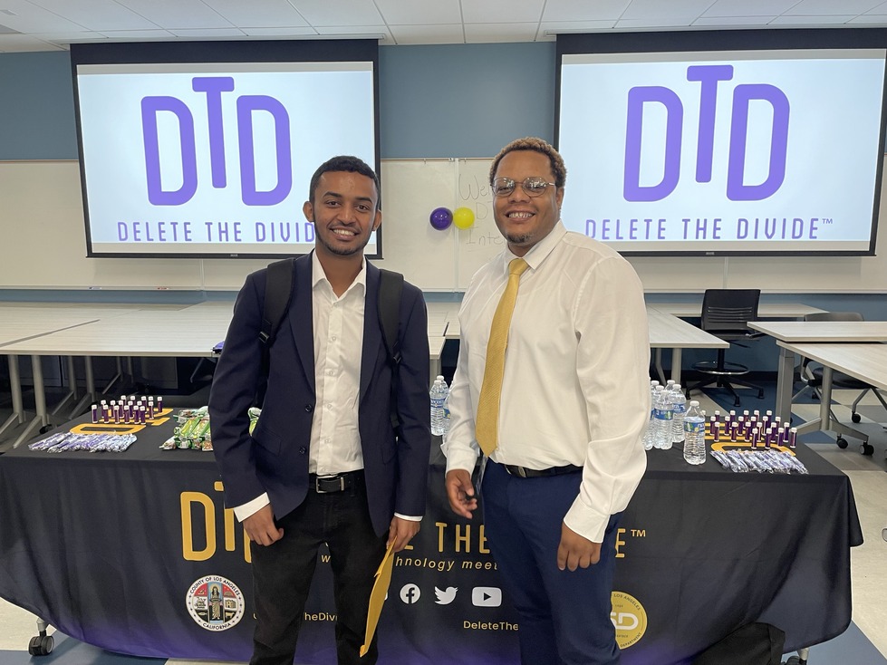 two interns at recruitment fair