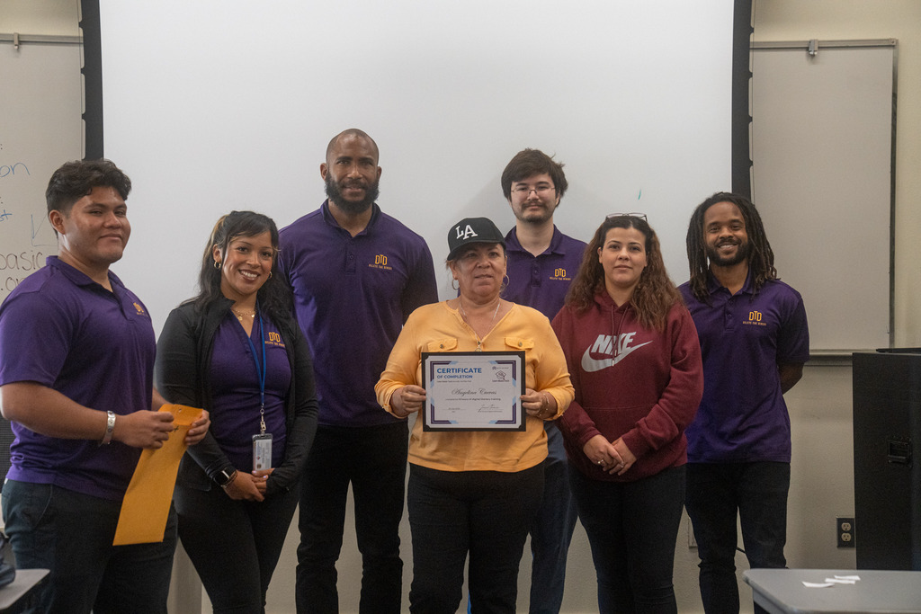 group of lbt staff and students receiving certification