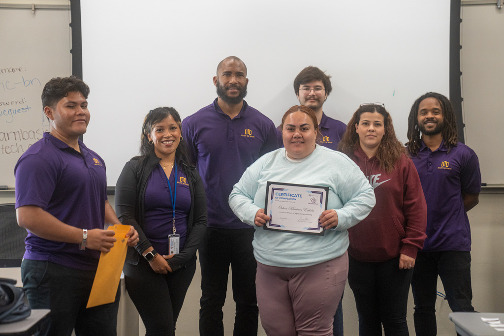 group of lbt staff and students receiving certification