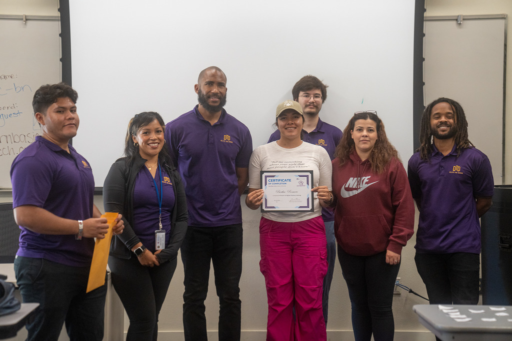 group of lbt staff and students receiving certification
